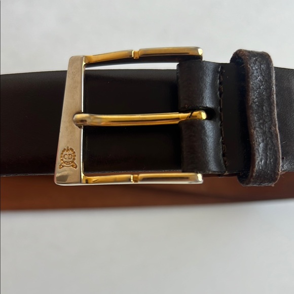 Christian Dior Dark Brown Leather Belt with Two Tone Gold Silver Buckle 90/36 - Picture 1 of 6